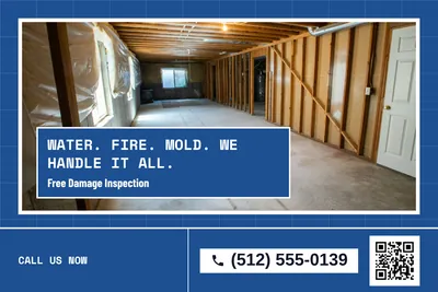 Blueprint · Photo Hero: Water. Fire. Mold. We Handle It All.