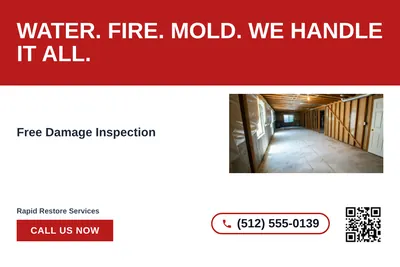 Bold Color Block · Horizontal Bands: Water. Fire. Mold. We Handle It All.
