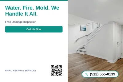 Clean Photo · Text Left, Photo Right: Water. Fire. Mold. We Handle It All.