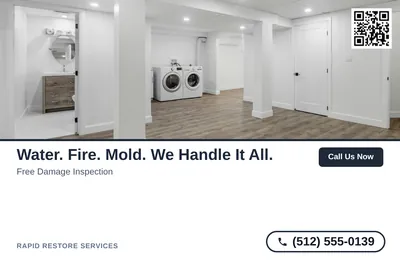 Clean Photo · Photo Top, Text Bottom: Water. Fire. Mold. We Handle It All.