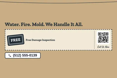 Kraft and stamp · Coupon: Water. Fire. Mold. We Handle It All.