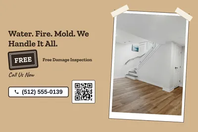 Kraft and stamp · Photo Frame: Water. Fire. Mold. We Handle It All.