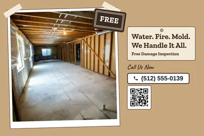 Kraft and stamp · Photo Hero: Water. Fire. Mold. We Handle It All.