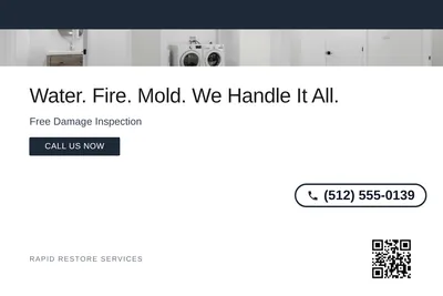 Minimal White · Top Bar: Water. Fire. Mold. We Handle It All.