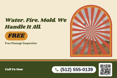 Retro 70s · Photo Frame: Water. Fire. Mold. We Handle It All.