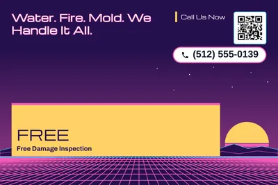 Synthwave · Offer Menu: Water. Fire. Mold. We Handle It All.