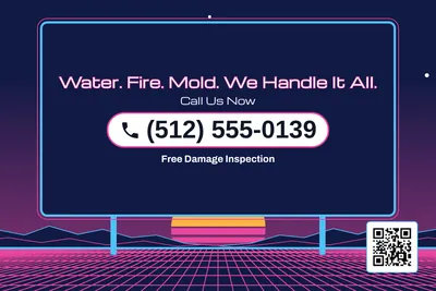 Synthwave · Phone Billboard: Water. Fire. Mold. We Handle It All.