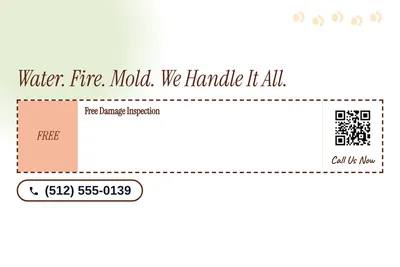 Soft watercolour · Coupon: Water. Fire. Mold. We Handle It All.