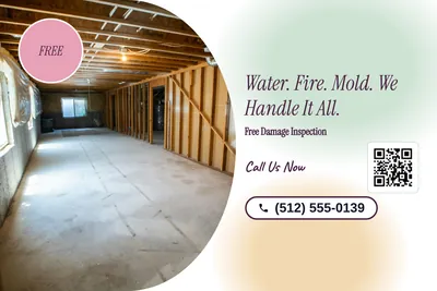Soft watercolour · Photo Hero: Water. Fire. Mold. We Handle It All.