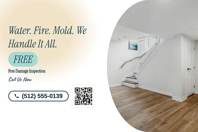 Soft watercolour · Split: Water. Fire. Mold. We Handle It All.