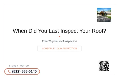 Minimal White · Card Inset: When Did You Last Inspect Your Roof?