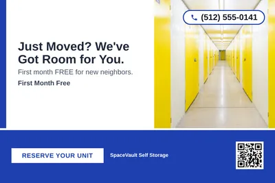 Bold Color Block · Bottom Bar: Just Moved? We've Got Room for You.