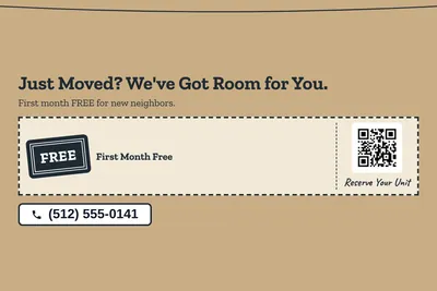 Kraft and stamp · Coupon: Just Moved? We've Got Room for You.
