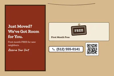 Kraft and stamp · Offer Menu: Just Moved? We've Got Room for You.