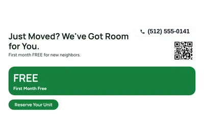 Modern · Offer Menu: Just Moved? We've Got Room for You.