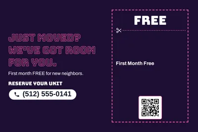 Neon night · Coupon: Just Moved? We've Got Room for You.