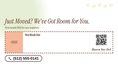 Soft watercolour · Coupon: Just Moved? We've Got Room for You.