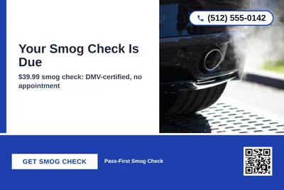 Bold Color Block · Bottom Bar: Your Smog Check Is Due