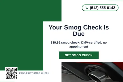 Bold Color Block · Corner Accent: Your Smog Check Is Due