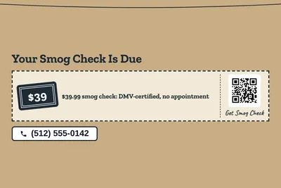 Kraft and stamp · Coupon: Your Smog Check Is Due