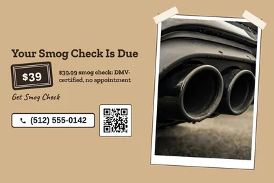 Kraft and stamp · Photo Frame: Your Smog Check Is Due