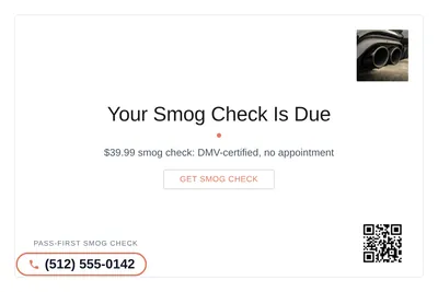 Minimal White · Card Inset: Your Smog Check Is Due