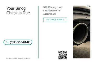 Minimal White · Split Vertical: Your Smog Check Is Due
