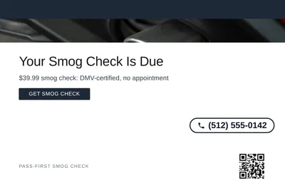 Minimal White · Top Bar: Your Smog Check Is Due