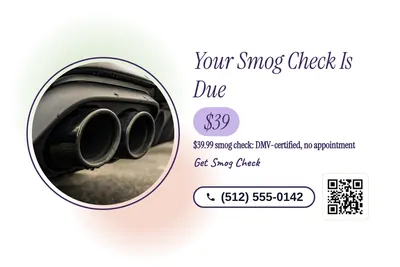 Soft watercolour · Photo Frame: Your Smog Check Is Due