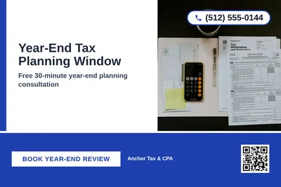 Bold Color Block · Bottom Bar: Year-End Tax Planning Window