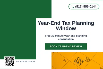 Bold Color Block · Corner Accent: Year-End Tax Planning Window