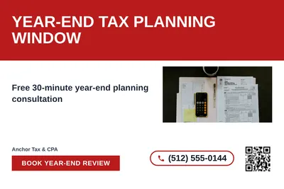 Bold Color Block · Horizontal Bands: Year-End Tax Planning Window