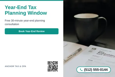 Clean Photo · Text Left, Photo Right: Year-End Tax Planning Window