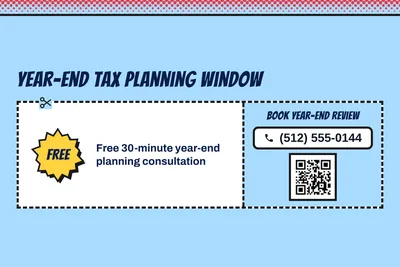 Comic pop · Coupon: Year-End Tax Planning Window