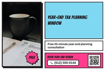 Comic pop · Photo Frame: Year-End Tax Planning Window