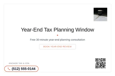 Minimal White · Card Inset: Year-End Tax Planning Window
