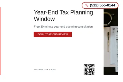 Minimal White · Left-Aligned Editorial: Year-End Tax Planning Window