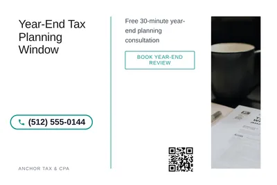 Minimal White · Split Vertical: Year-End Tax Planning Window
