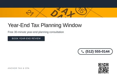 Minimal White · Top Bar: Year-End Tax Planning Window
