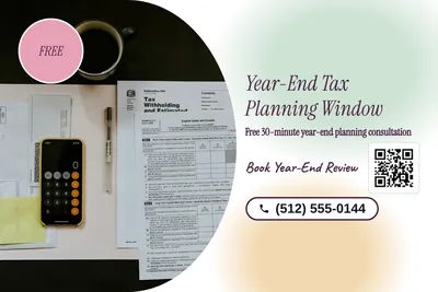 Soft watercolour · Photo Hero: Year-End Tax Planning Window