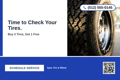 Bold Color Block · Bottom Bar: Time to Check Your Tires.