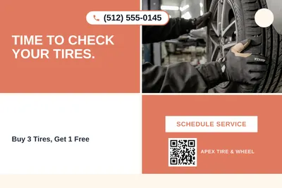Bold Color Block · Checkerboard: Time to Check Your Tires.