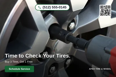 Clean Photo · Full Photo Overlay: Time to Check Your Tires.