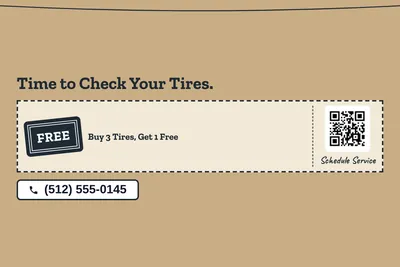 Kraft and stamp · Coupon: Time to Check Your Tires.