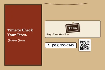 Kraft and stamp · Offer Menu: Time to Check Your Tires.