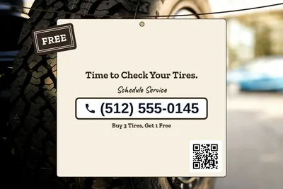Kraft and stamp · Phone Billboard: Time to Check Your Tires.