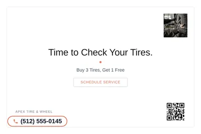 Minimal White · Card Inset: Time to Check Your Tires.