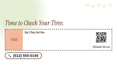 Soft watercolour · Coupon: Time to Check Your Tires.