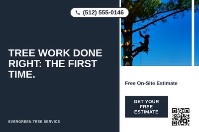 Bold Color Block · Vertical Split: Tree Work Done Right: The First Time.