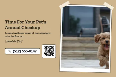Kraft and stamp · Split: Time For Your Pet's Annual Checkup